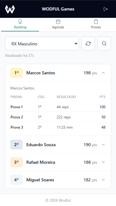 Aplicativo Wodful em um smartphone